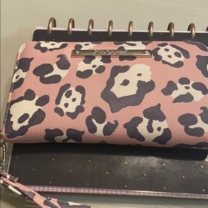 Betsy Johnson wallet with wrist strap leopard